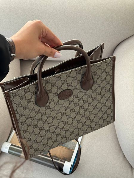 Gucci Ophidia Leather-Trimmed Monogrammed Coated-Canvas Tote [пильник] g02810 фото