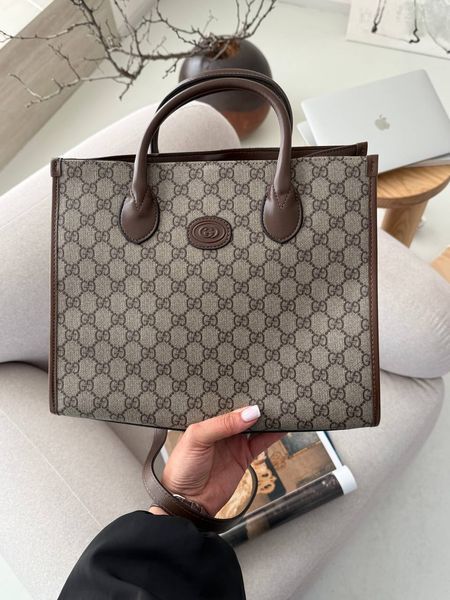 Gucci Ophidia Leather-Trimmed Monogrammed Coated-Canvas Tote [пильник] g02810 фото
