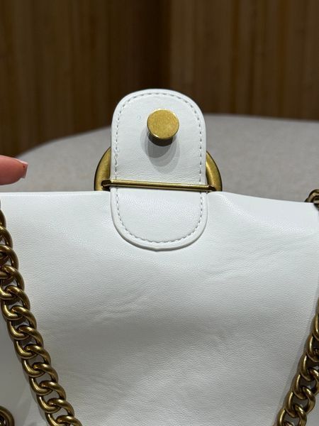 Pinko Big Love Bag Puff Butterfly Quilt White/Gold  991077 фото