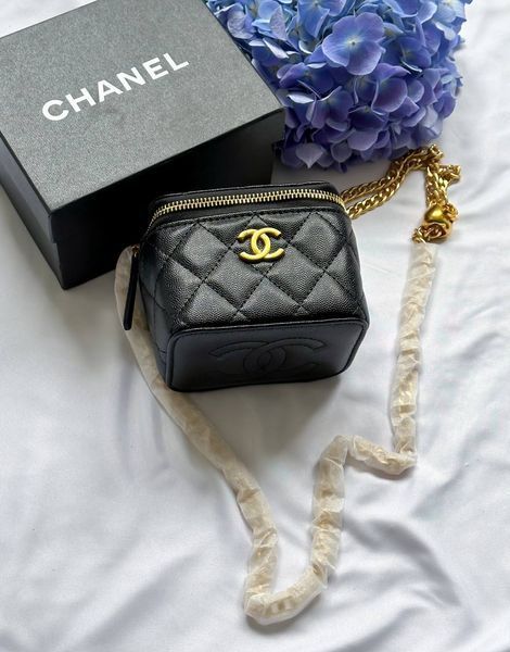 Chanel Classic Black Lambskin Pearl Crush Mini Vanity CaseТекстурна шкіра [оригінальна коробка] pr0023 фото