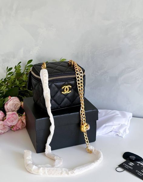 Chanel Classic Black Lambskin Pearl Crush Mini Vanity CaseТекстурна шкіра [оригінальна коробка] pr0023 фото
