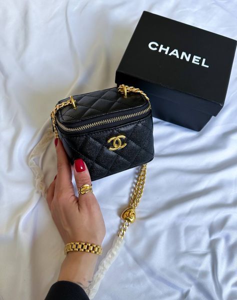 Chanel Classic Black Lambskin Pearl Crush Mini Vanity CaseТекстурна шкіра [оригінальна коробка] pr0023 фото