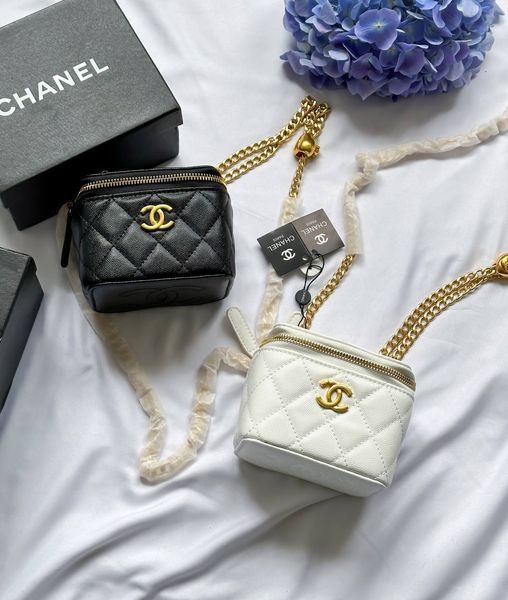 Chanel Classic Black Lambskin Pearl Crush Mini Vanity CaseТекстурна шкіра [оригінальна коробка] pr0023 фото