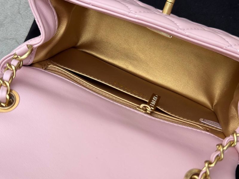 Chanel Mini Classic Single Flap in Pink/Gold Магнітна Коробка pr3800 фото