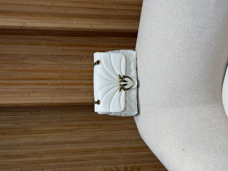 Pinko Big Love Bag Puff Butterfly Quilt White/Gold  991077 фото