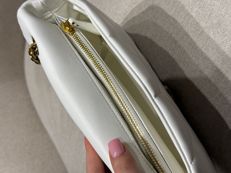 Pinko Big Love Bag Puff Butterfly Quilt White/Gold  991077 фото
