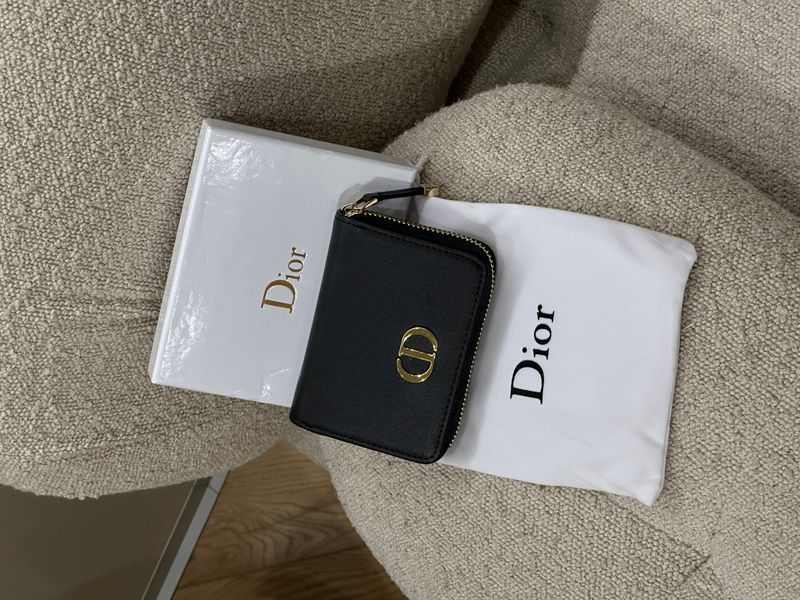 Гаманець Christian Dior 30 Montaigne Dahlia Zipped Coin Purse Black 8819188 фото