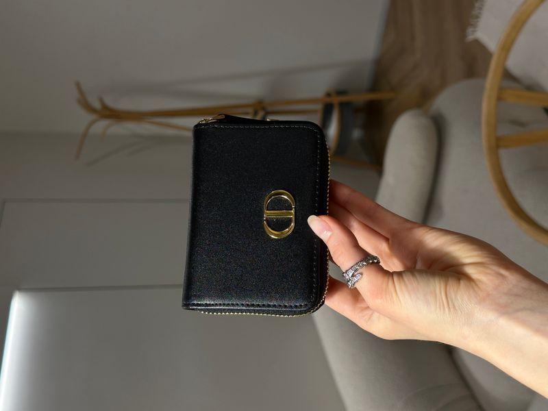Гаманець Christian Dior 30 Montaigne Dahlia Zipped Coin Purse Black 8819188 фото
