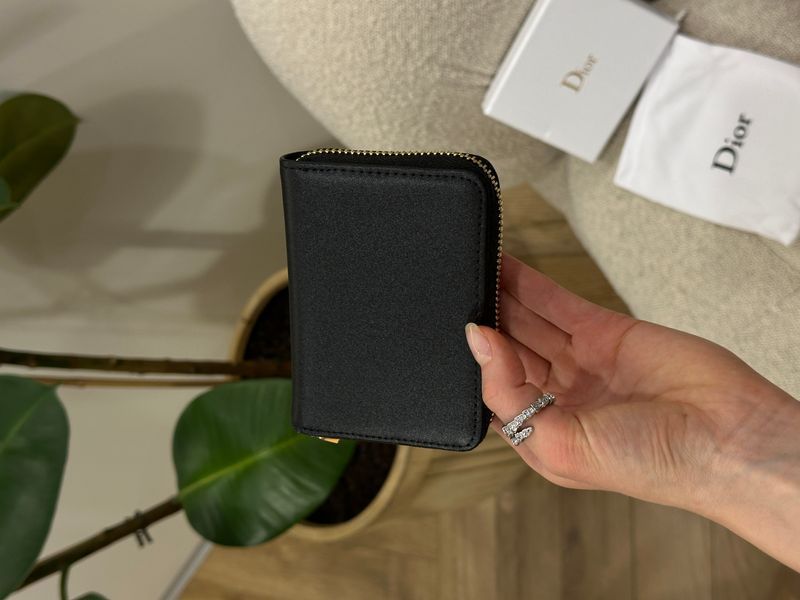 Гаманець Christian Dior 30 Montaigne Dahlia Zipped Coin Purse Black 8819188 фото