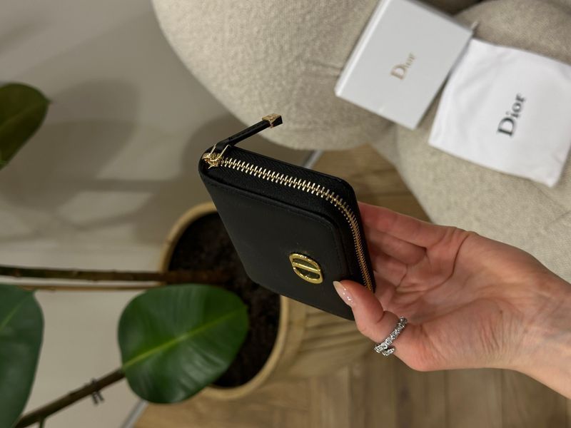 Гаманець Christian Dior 30 Montaigne Dahlia Zipped Coin Purse Black 8819188 фото