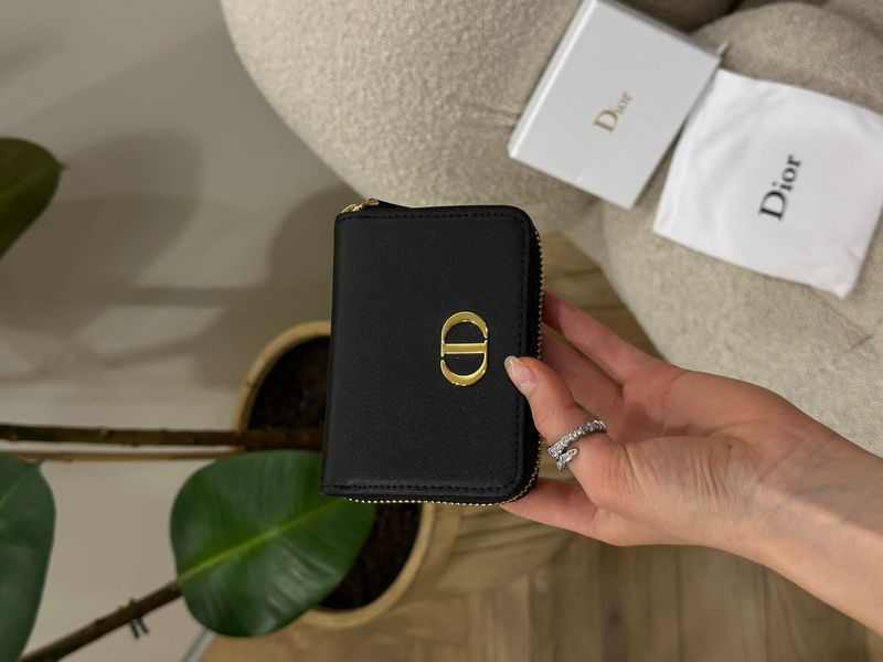 Гаманець Christian Dior 30 Montaigne Dahlia Zipped Coin Purse Black 8819188 фото