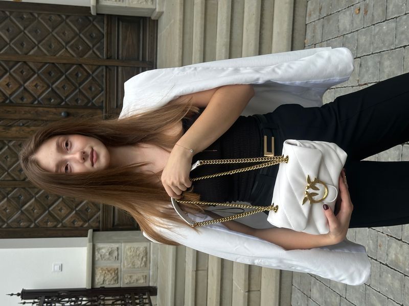 Pinko Baby Love Bag Puff Maxi Quilt White/Gold  991020 фото