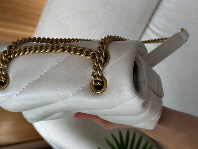 Pinko Baby Love Bag Puff Maxi Quilt White/Gold  991020 фото