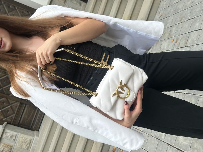 Pinko Baby Love Bag Puff Maxi Quilt White/Gold  991020 фото