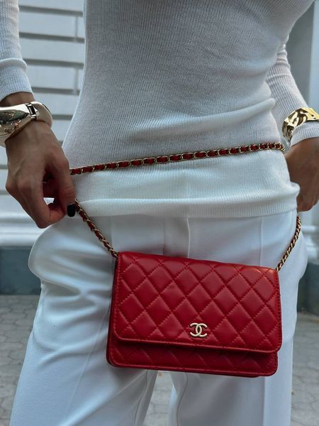 Chanel Classic Wallet on Chain Quilted Caviar Red/Gold Коробка магніт pr22827 фото