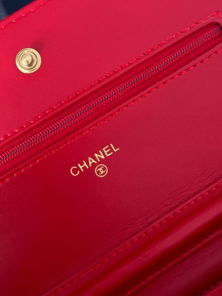 Chanel Classic Wallet on Chain Quilted Caviar Red/Gold Коробка магніт pr22827 фото