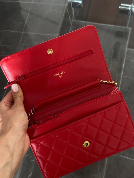 Chanel Classic Wallet on Chain Quilted Caviar Red/Gold Коробка магніт pr22827 фото