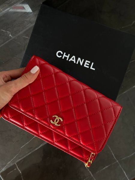 Chanel Classic Wallet on Chain Quilted Caviar Red/Gold Коробка магніт pr22827 фото
