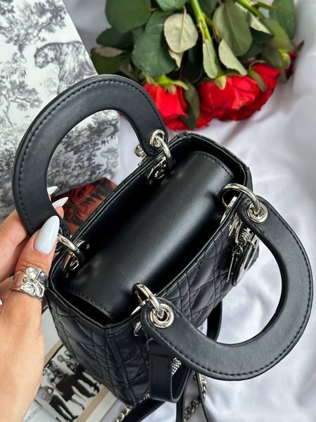 Mini Lady Dior Bag Black/Silver pr1988 фото