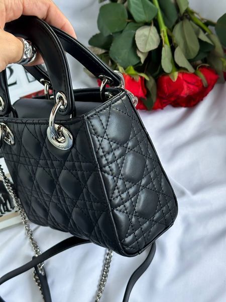 Mini Lady Dior Bag Black/Silver pr1988 фото