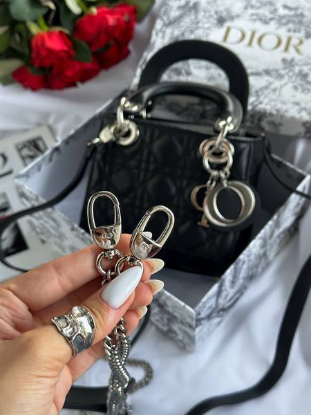 Mini Lady Dior Bag Black/Silver pr1988 фото