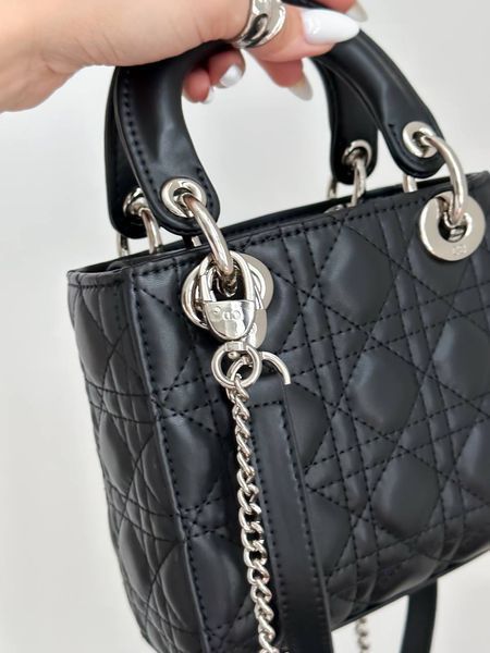 Mini Lady Dior Bag Black/Silver pr1988 фото