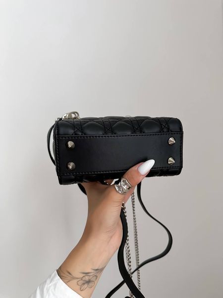 Mini Lady Dior Bag Black/Silver pr1988 фото