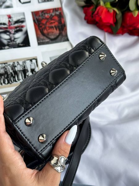 Mini Lady Dior Bag Black/Silver pr1988 фото