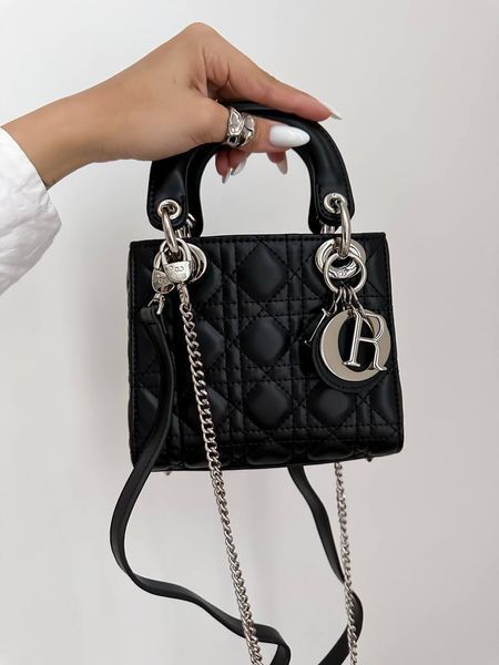 Mini Lady Dior Bag Black/Silver pr1988 фото