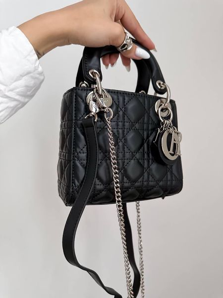 Mini Lady Dior Bag Black/Silver pr1988 фото