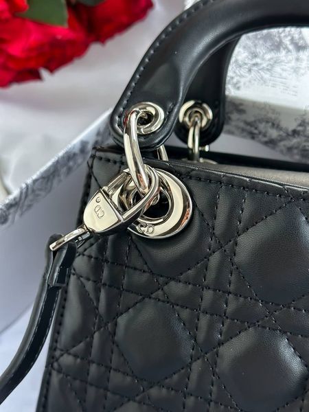Mini Lady Dior Bag Black/Silver pr1988 фото