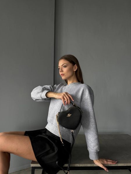 Coach Valentine's Black Crossgrain Leather Heart Crossbody Bag pr00121 фото