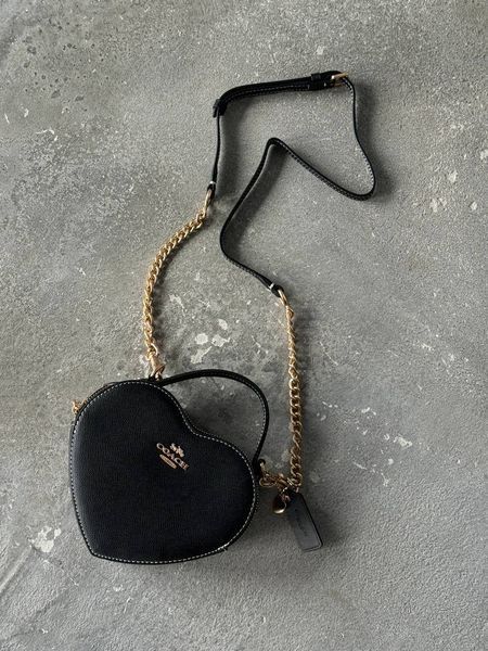 Coach Valentine's Black Crossgrain Leather Heart Crossbody Bag pr00121 фото