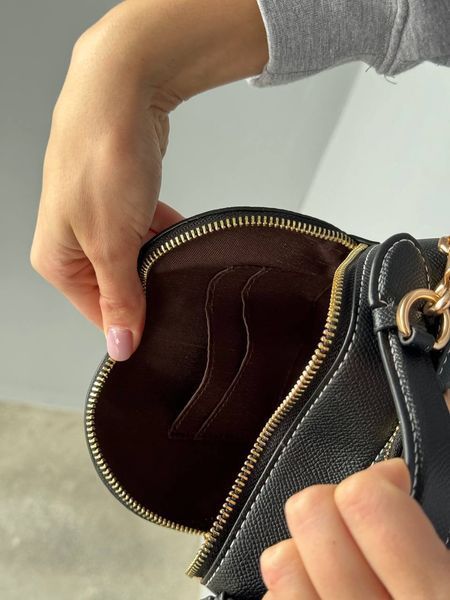 Coach Valentine's Black Crossgrain Leather Heart Crossbody Bag pr00121 фото