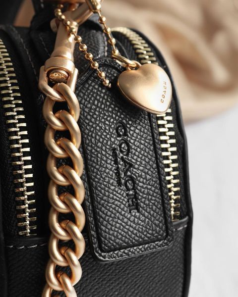 Coach Valentine's Black Crossgrain Leather Heart Crossbody Bag pr00121 фото