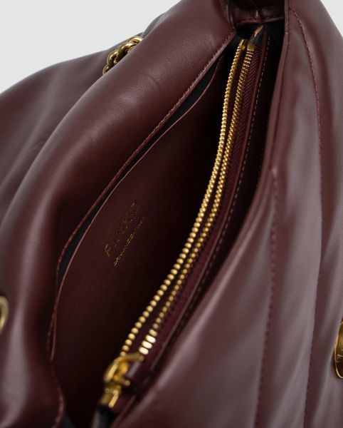 Pinko Big Love Bag Puff Maxi Quilt Burgundy/Gold 99636 фото