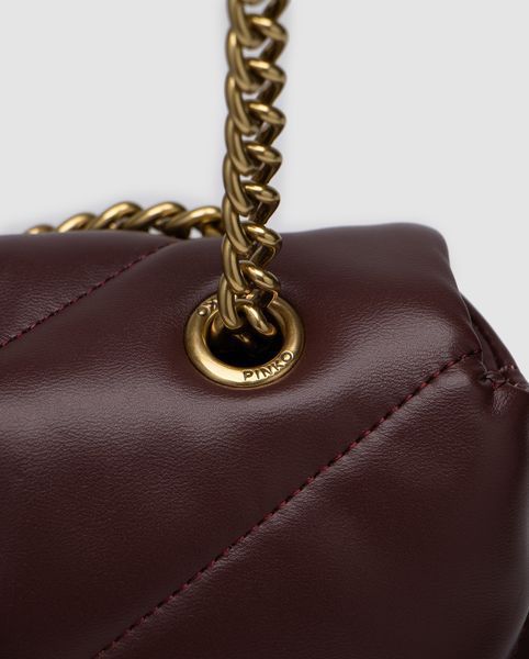 Pinko Big Love Bag Puff Maxi Quilt Burgundy/Gold 99636 фото