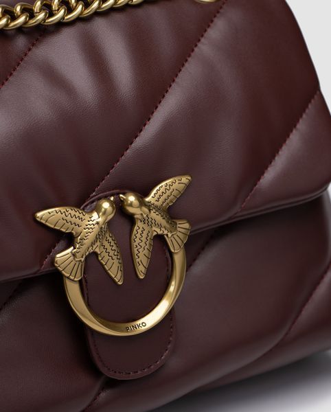 Pinko Big Love Bag Puff Maxi Quilt Burgundy/Gold 99636 фото