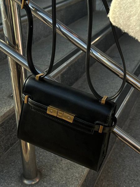 Saint Laurent Manhattan Medium Leather Shoulder Bag Black pr5120 фото