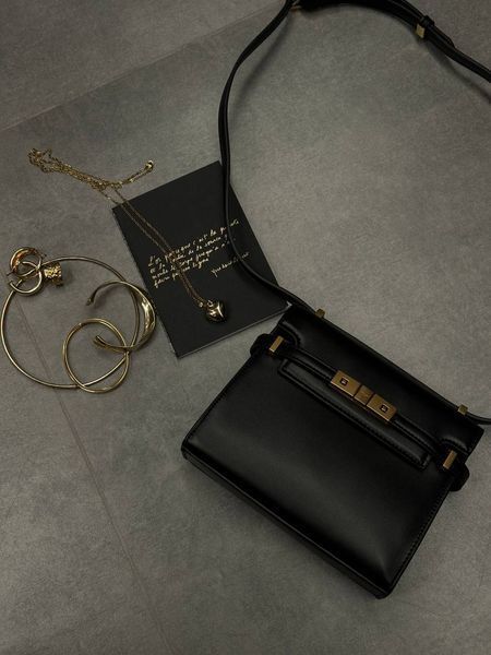 Saint Laurent Manhattan Medium Leather Shoulder Bag Black pr5120 фото