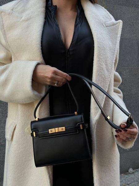 Saint Laurent Manhattan Medium Leather Shoulder Bag Black pr5120 фото