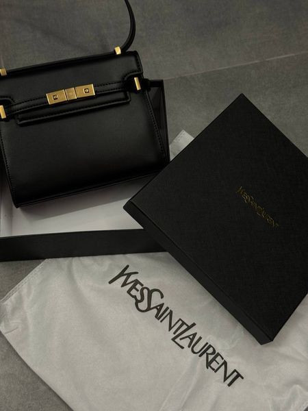 Saint Laurent Manhattan Medium Leather Shoulder Bag Black pr5120 фото
