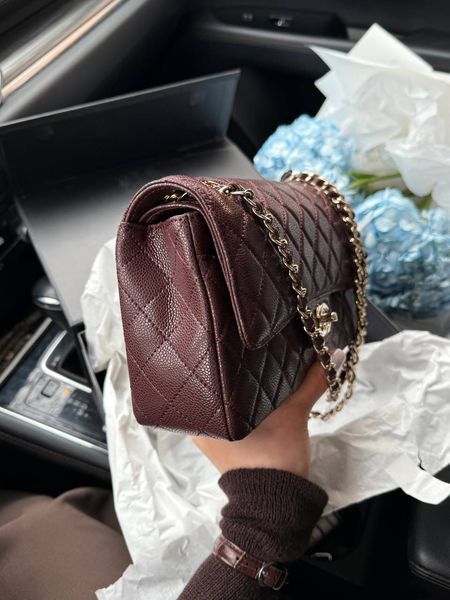Chanel Classic 2.55 Medium Double Flap in Brown/Silver Магнітна Коробка pr2909 фото