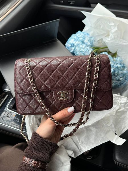Chanel Classic 2.55 Medium Double Flap in Brown/Silver Магнітна Коробка pr2909 фото