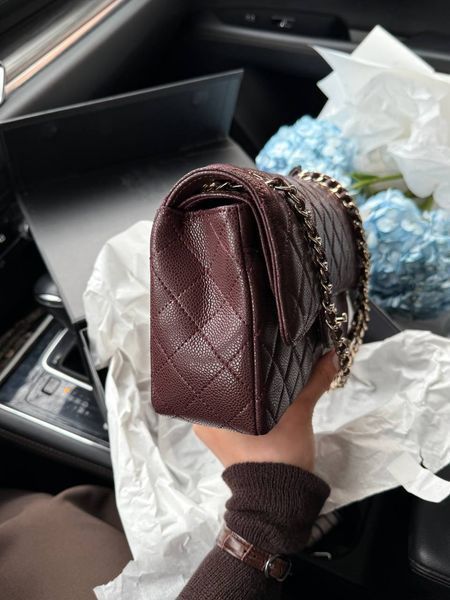 Chanel Classic 2.55 Medium Double Flap in Brown/Silver Магнітна Коробка pr2909 фото