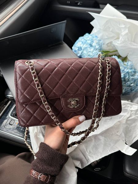 Chanel Classic 2.55 Medium Double Flap in Brown/Silver Магнітна Коробка pr2909 фото