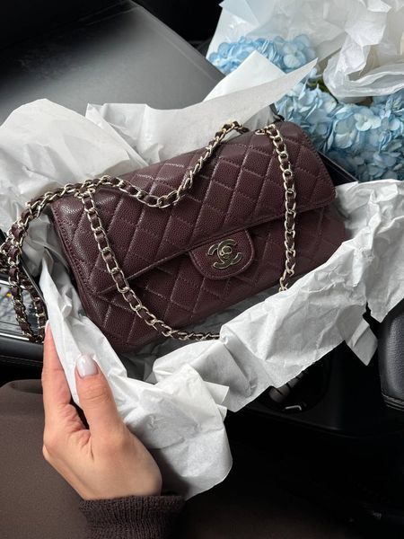 Chanel Classic 2.55 Medium Double Flap in Brown/Silver Магнітна Коробка pr2909 фото