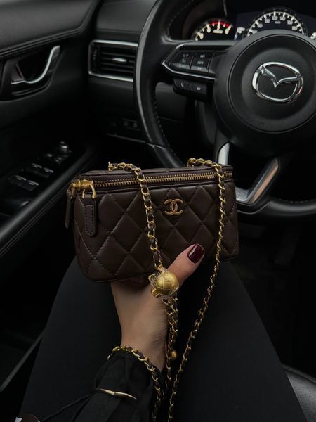 Chanel Classic Brown Lambskin Pearl Crush Vanity Gold [магнітна коробка] pr7879 фото