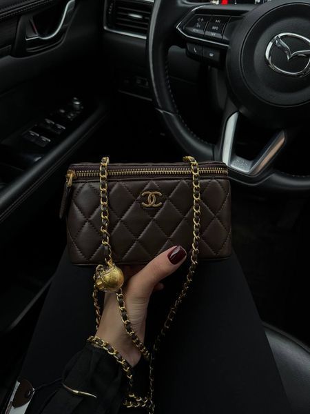 Chanel Classic Brown Lambskin Pearl Crush Vanity Gold [магнітна коробка] pr7879 фото