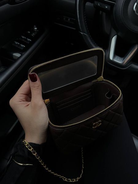 Chanel Classic Brown Lambskin Pearl Crush Vanity Gold [магнітна коробка] pr7879 фото